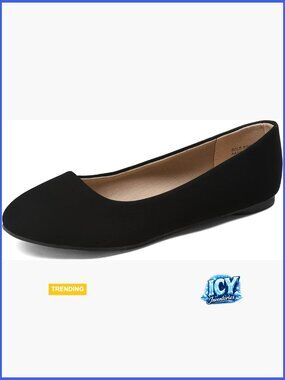 Faux Suede Slip-On Flats, Round Toe Walking Shoes, Lightweight Casual